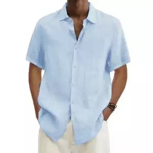 봄 여름 반팔 옥스포드 셔츠 남방 버튼다운 코튼 면 남자 남성 린넨 리넨 턴다운 칼라 캐주얼 비치 스타일