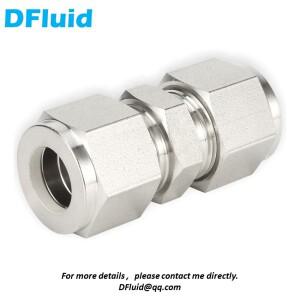 316 스테인리스 스틸 스트레이트 유니온 이중 페룰 압축 커넥터 1/8 1/4 3/8 1/2 6 8mm 파이프 피팅 가스 S