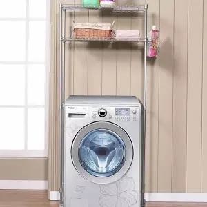 세탁기 수납장 다용도실용 메탈 거치대 세탁기 선반 정리 스테인리스 세탁실용 건조대 바구니