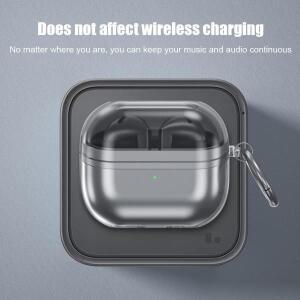 투명 블루투스 이어폰 보호대 케이스, 삼성 갤럭시 버즈 3 프로, 버즈 3 헤드폰 보호 슬리브, 카라비너 포