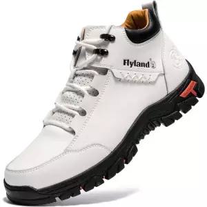 플라이랜드 남성 캐주얼 가죽 신발 첼카 앵클 부츠 수제 패션 미끄럼 방지 통기성 편안한 미드탑 운전 산책