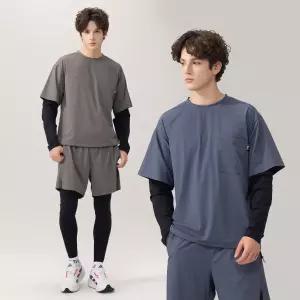 에버라스트 남자 러닝크루 세트 레이어드티+반바지레깅스