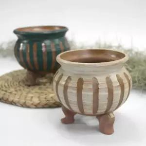 이조전통옹기 줄무늬화분 다육 예쁜수공예 예쁜 이화분 미니 도자기