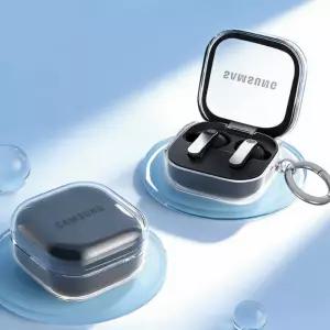 갤럭시 버즈4 프로 변색방지 실리콘 투명 케이스 카라비너 세트 호환