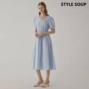 엘라스틱 밴딩 버튼업 롱원피스 (SB5OPE2)