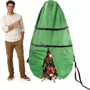 6피트 업라이트 크리스마스 트리 보관 가방 - 인조 나무에 장식품을 보관하고 버클 스트랩과 신축성 있는