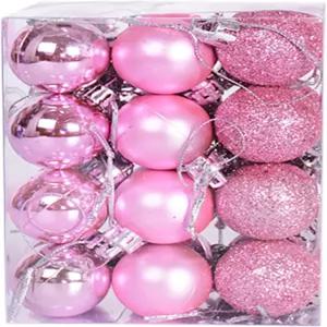 얀시도 24pcs 작은 크리스마스 공 3cm / 1.18인치 장식 깨지지 않는 트리 볼 파스텔 펜던트 (핑크)