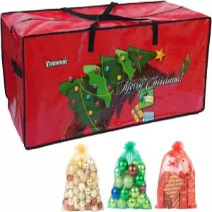 스토호미 크리스마스 트리 보관 가방 5피트/6피트 최대 7.5피트 작은 이중 두꺼운 직조 원단 3개의 정리