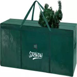 SJQYWDW 크리스마스 트리 보관 가방 7.5피트 강화 손잡이가 있는 헤비 듀티 인조 듀얼 지퍼 와이드 개구부