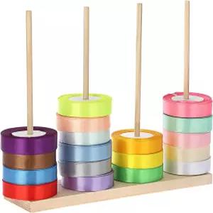오가나지 1팩 나무 리본 정리함 스풀 홀더 와시 테이프 보관 스티커 롤 재봉 공예실 케이크 가게 꽃집 선물