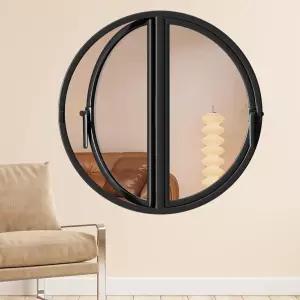 투명 원형 창문 강화 유리가 있는 23.6인치 포트홀 손잡이가 철제 케이스 실내 야외 주방 레스토랑용 이중