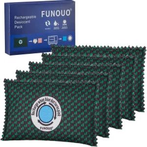 FUNOUO 100g 충전식 제습제 팩 5개 보관용 습기 흡수제 봉투 가정용 옷장용 제습기 총기 안전장치 자동차