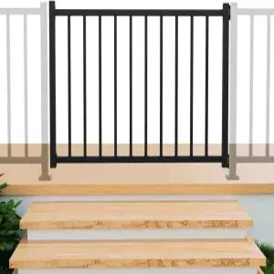 CR 펜스 및 레일 4피트 높이 조절 가능한 폭 철강 게이트 - 야외 펜싱 현관 파티오 데크용 방청 금속
