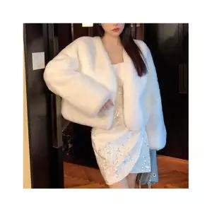 르뚜앙 덤핑 겨울 크롭 퍼자켓 화이트 블랙 브라운 에코퍼 페이크퍼 숏코트 노카라 하객룩 파티룩