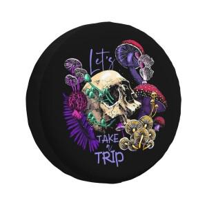 [호환품]스켈레톤 고딕 스타일 프린트 스페어 타이어 커버 범용 4WD 4x4SUV 휠 보호 자동차 부품 14 15 16