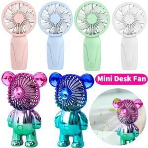 낙서 곰 휴대용 팬 USB 충전식 공기 냉각 홈 오피스 연구 전기 도금 그라디언트 3 속도