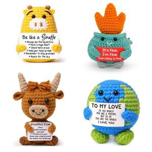 긍정 에너지  지구 인형 야채 과일 피클 미니 소형 호환 수집 핸드메이드 니트 오리 장식품 홈룸 데코