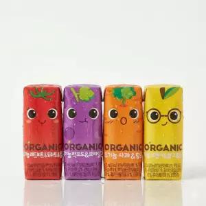 오가닉 유기농 주스 125ml 팩 24개 4종(사과 / 레드비트 / 적포도 / 오렌지) 롯데칠성