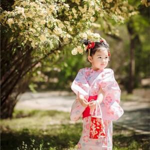 일본 어린이 주름 방지 진동 슬리브 기모노 허리띠   목욕 가운 벚꽃 유카타 ZE492