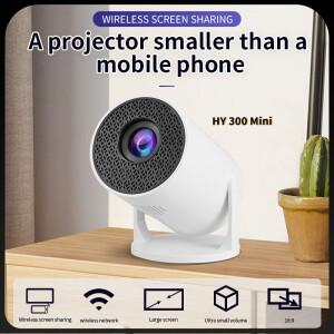 HY300 미니 소형 호환 휴대용 4K 프로젝터 1080P 안드로이드 스마트 호환 홈 영화관 블루투스 및 와이파이