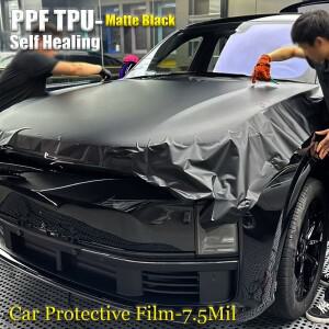 PPF TPU 무광 블랙 페인트 색상 자동차 랩핑 필름 핫 리페어 스크래치 방지 자가 접착 보호 스티커 전면 커