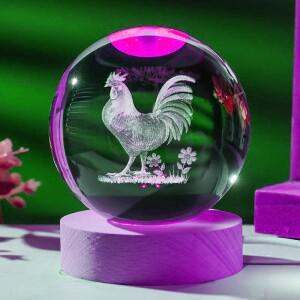 1pc 포춘 치킨 크리스탈 볼 야간 조명 가정용 탁상 장식 여자 친구 아내 특별한 수집