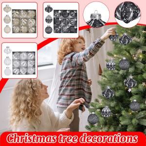 크리스마스 투명 페인팅 볼 세트 9개 블랙/화이트/골드 장식 볼 트리