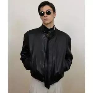 엘무드 모나크 레더 블루종 자켓 블랙 L6AO0009BK