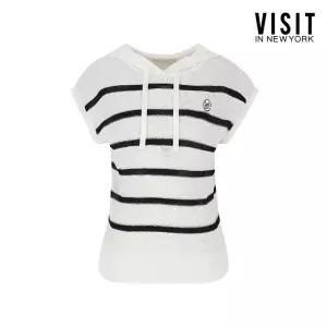 후디드 슬리브리스 니트 탑 (VA5SK78)