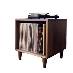 LP수납장 턴테이블 장식장 미니 LP거치대 캐비닛 빈티지 흑호두색 LP보관함