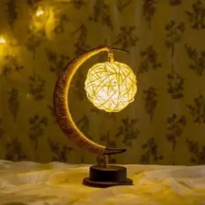 [Deco] 초승달 라탄볼 LED 무드등 무선 취침 테이블조명