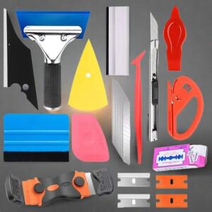 18/45/65피스 자동차 윈도우 틴팅 키트 차량 유리 보호 필름 랩핑 세트 비닐 랩 도구