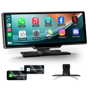 모비엑서 10.26 무선 카플레이 안드로이드 오토 스크린 자동 BT 미러캐스트 HD GPS 네비게이션 플러그 앤