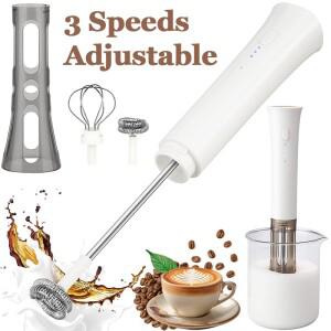 우유 거품기 핸드헬드 2개 헤드 커피 전동 음료 믹서 미니 소형 호환 핸드 스터러 3단계 속도 조절 라떼용