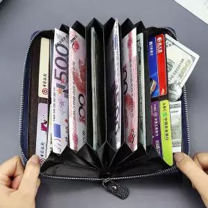 아코디언 가죽 여행 지갑 여권 카드 지폐 손목 스트랩 HIm7+7AMJ