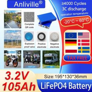 1~ 30PCS  3.2V 105Ah LiFePO4 배터리 EVE DIY 12V 24V 바이크 오토바이 전기 스쿠터 태양 광 인버터 보트