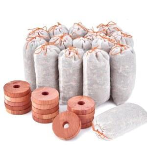 [미국배송] 옷 보관용 호모데 시더 블록 서랍 및 옷장용 주머니 향기로운 우드 칩 걸이 링 향이 나는 의류 가방 프레시너 30팩