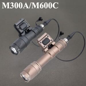 M600/M300 시리즈 서바이벌 LED 손전등 무기 총 스트로브 라이트 20mm 레일 사냥 스카우트 압력 스위치