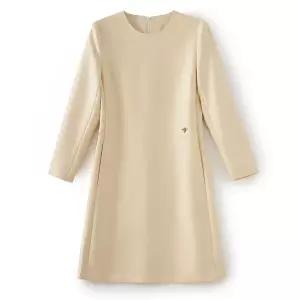 엘럽 여성 원피스 고급 자수 가림 심플 삼색 루즈핏 실키 양털 정장 꿀벌 클래식 원템1