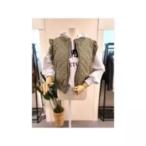 [하프클럽/미스칸트]  KOVTPB01KH 프릴 퀼팅 패딩 베스트 카키