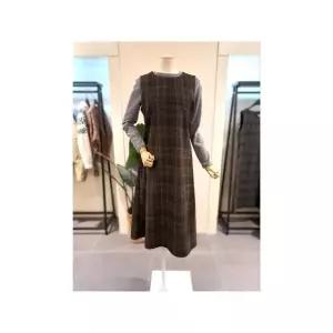 [하프클럽/미스칸트]  KEOPPC02BR 체크 니트 원피스 브라운