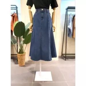 [하프클럽/미스칸트]  KNSKN903 플레잉 데님 플레어 롱 스커츠