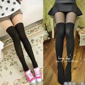 투톤페이크스타킹 투톤 오버스타킹 니하이 착시 XhB8+7iRd