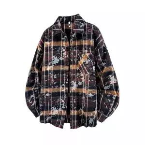 남자 캐주얼 체크 프린트셔츠 나염 셔츠 빅사이즈 긴팔 남방 상의 봄옷 admr1