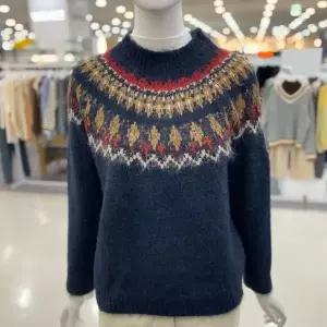 [하프클럽/숲]SOUP 모디프 색감예쁜 노르딕 반목 니트 (SBBLK32)