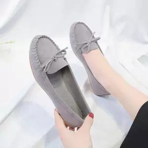 여자 스웨이드 미니리본 단화 플랫슈즈 모카신 4컬러 SKF8+9hiG