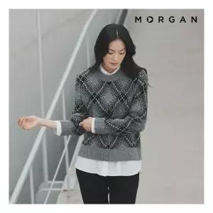 모르간 자카드 체크 니트 607654