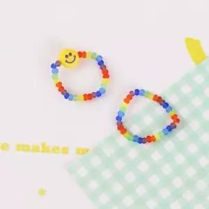 Dahlia 레인보우 스마일 무지개 비즈 반지 우정 링 애끼반지 레이어드반지 여자반지