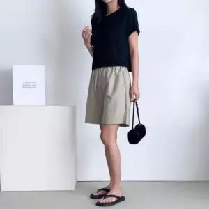 반바지 쿨 여름 포켓 밴딩 부드러운 쿨 허리밴딩 아노락 5부