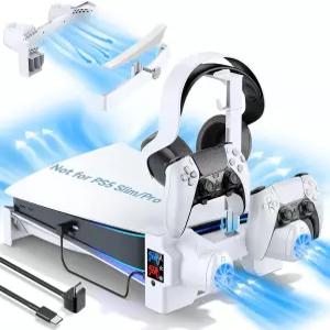 플레이스테이션 5 콘솔용 3레벨 냉각 팬이 있는 토럭 PS5 수평 스탠드 엣지 컨트롤러용 액세서리 컨트롤러